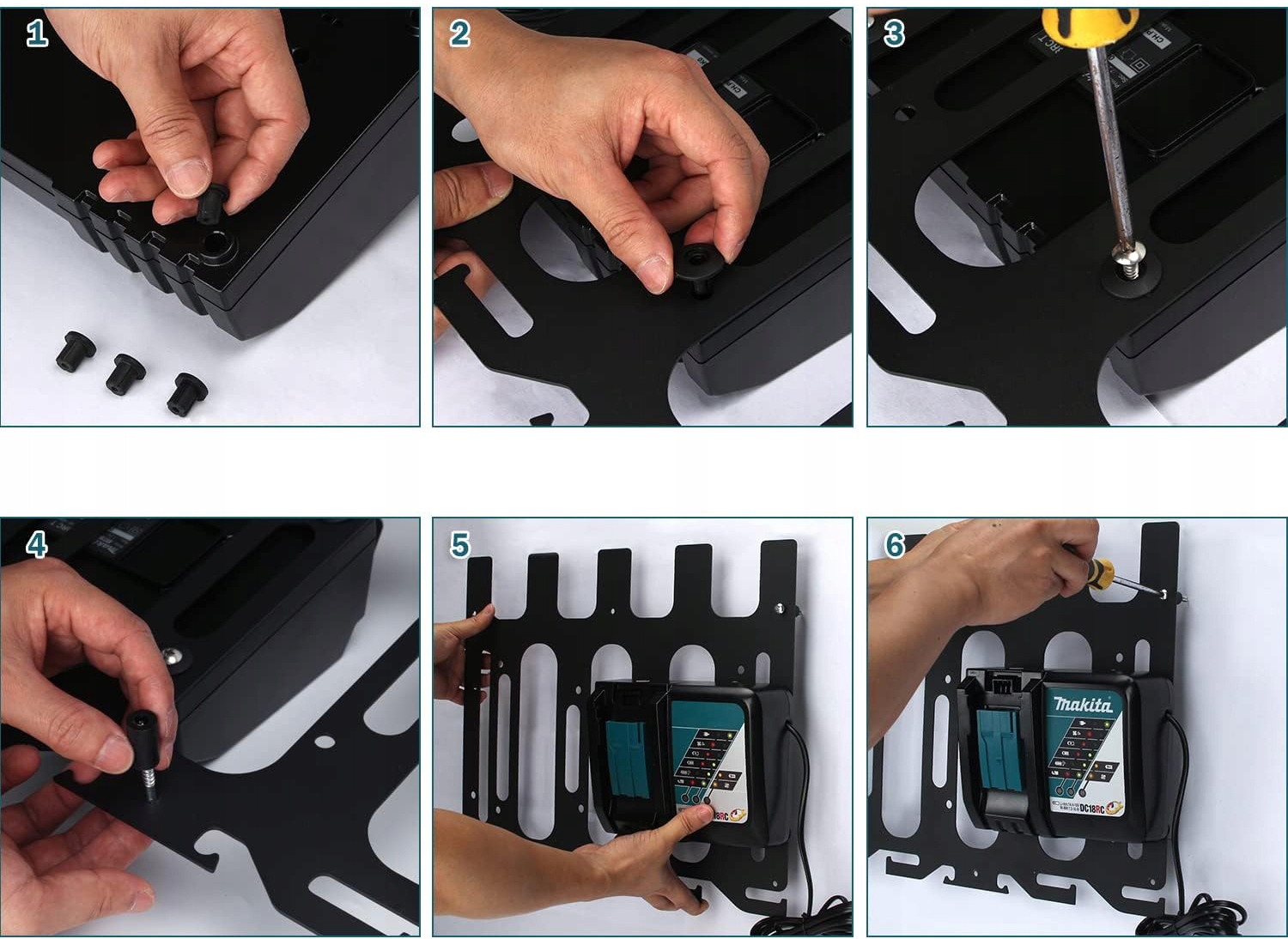 Uchwyt Ścienny na Wiertarki, Wkrętarki i Baterie MAKITA Solidny Organizer - obrazek 5