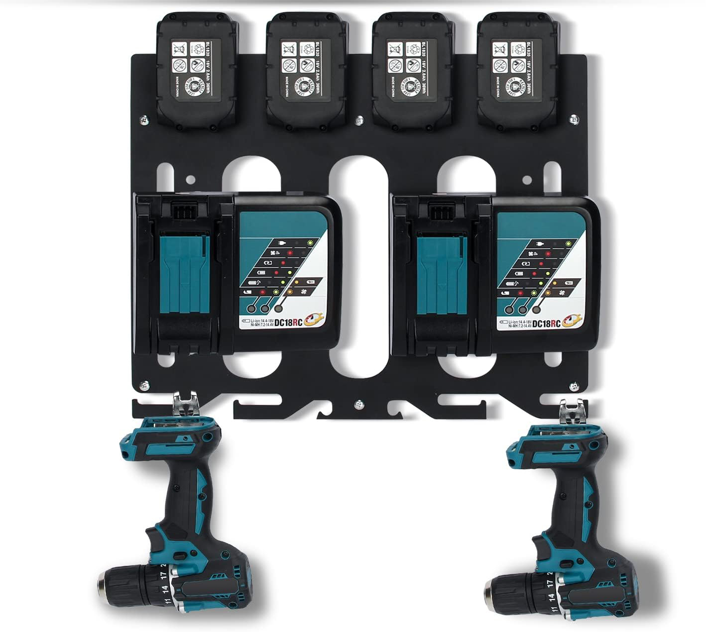 Uchwyt Ścienny na Wiertarki, Wkrętarki i Baterie MAKITA Solidny Organizer - obrazek 6