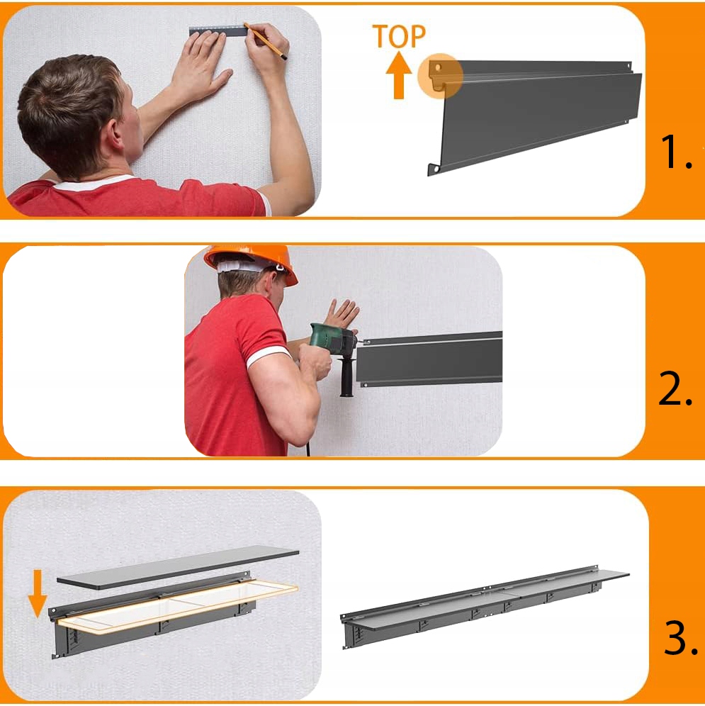 Modułowa Półka Na Szynie Na Ścianę Solidny Organizer Warsztatowy Garażowy - obrazek 7