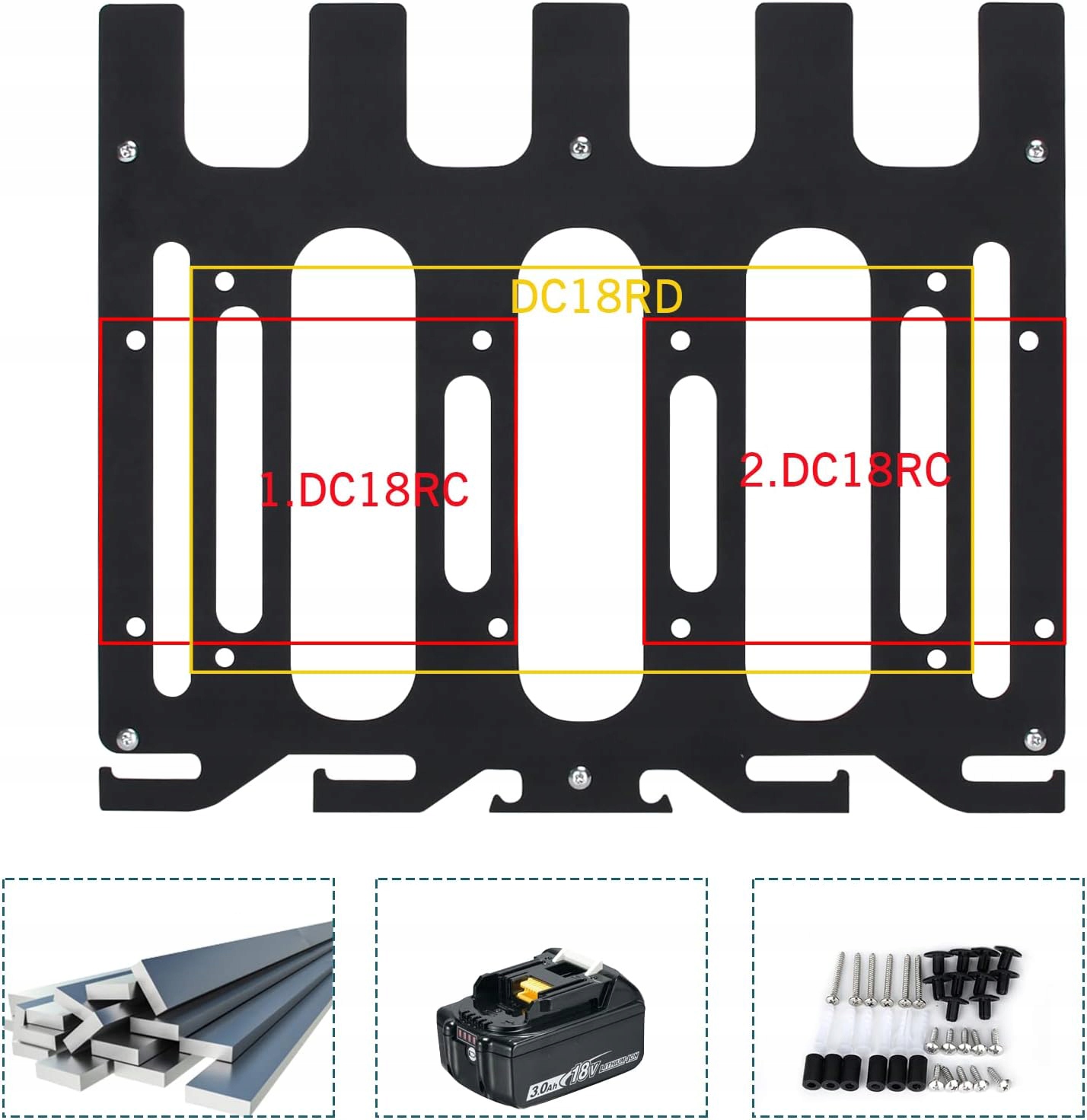 Uchwyt Ścienny na Wiertarki, Wkrętarki i Baterie MAKITA Solidny Organizer - obrazek 7