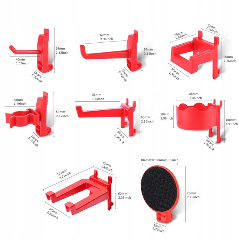 Zestaw 8 Sztuk Wieszaków Akcesoriów Do Tablicy Warsztatowej Narzędziowej - obrazek 3