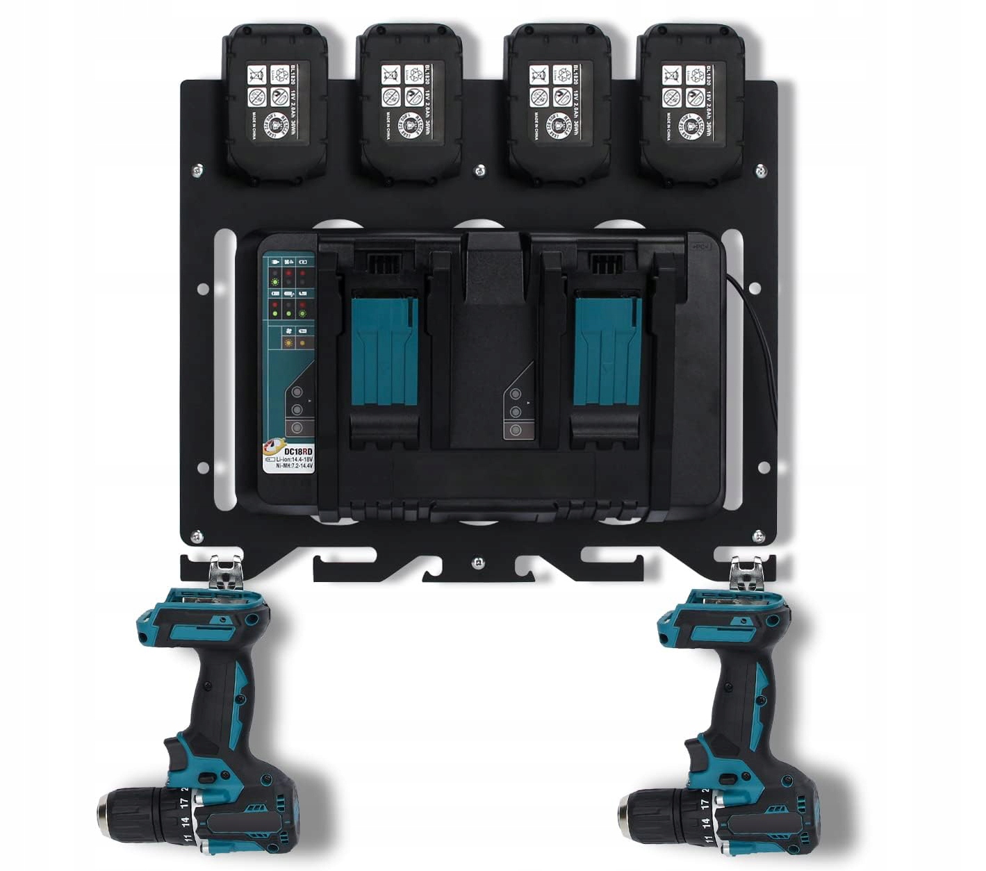 Uchwyt Ścienny na Wiertarki, Wkrętarki i Baterie MAKITA Solidny Organizer - obrazek 3