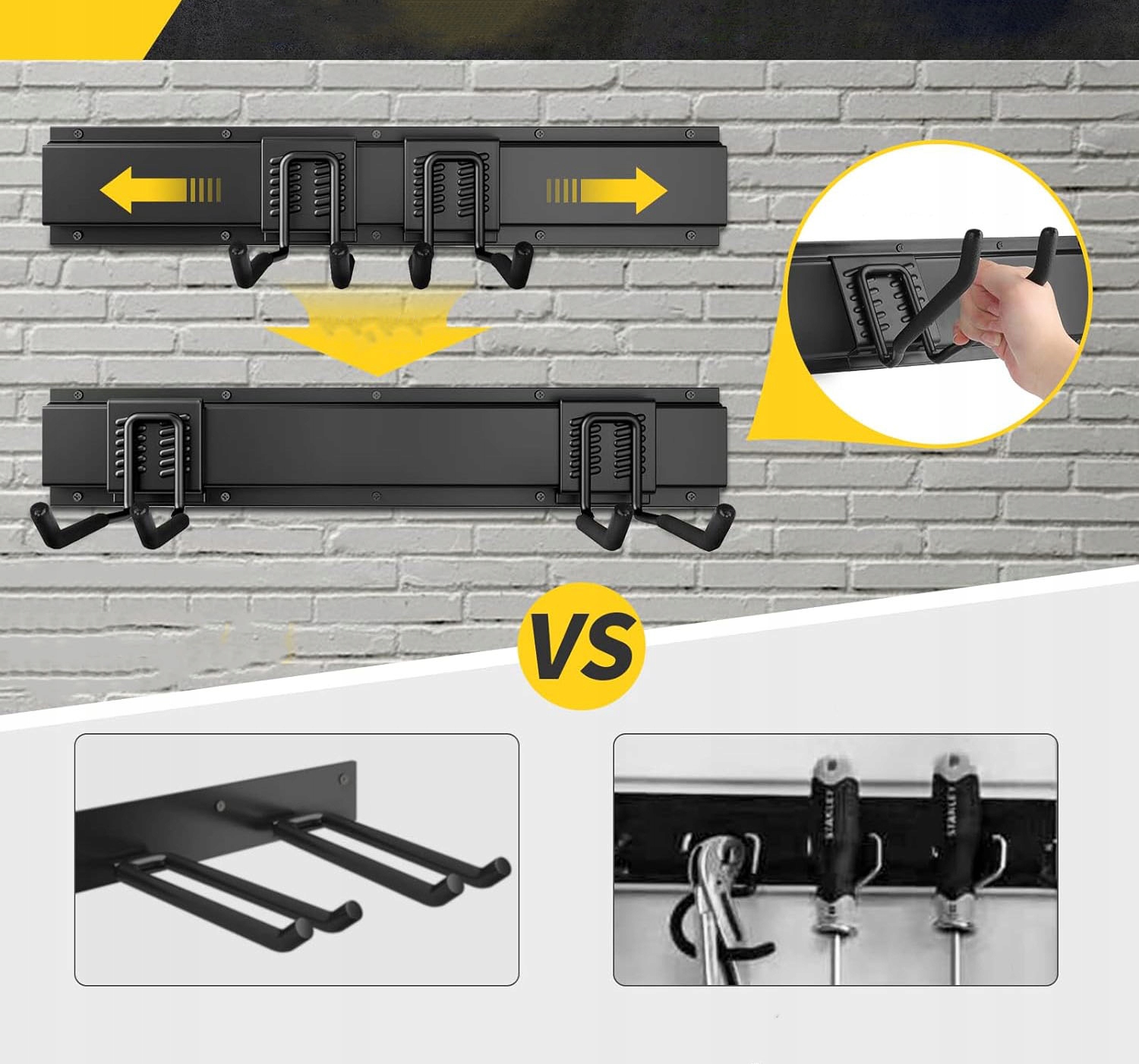 Organizer Garażowy Modułowy Zestaw Wieszaków Haków Na Szynie Na Sciane - obrazek 4