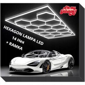 Lampa 14x Hexagon + Rama Led Plaster Miodu Oświetlenie Warsztat Garaż 6500K