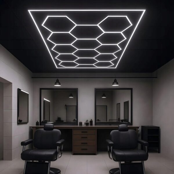 Lampa 14x Hexagon + Rama Led Plaster Miodu Oświetlenie Warsztat Garaż 6500K - obrazek 5