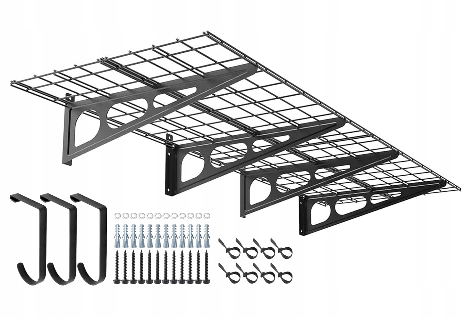 2 szt. Półki Ścienne Wiszące Garażowe Stalowe Wieszaki Organizer 2 x 90 cm