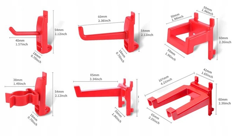 Zestaw 65 Sztuk Wieszaków Akcesoriów Do Tablicy Warsztatowej Narzędziowej - obrazek 7