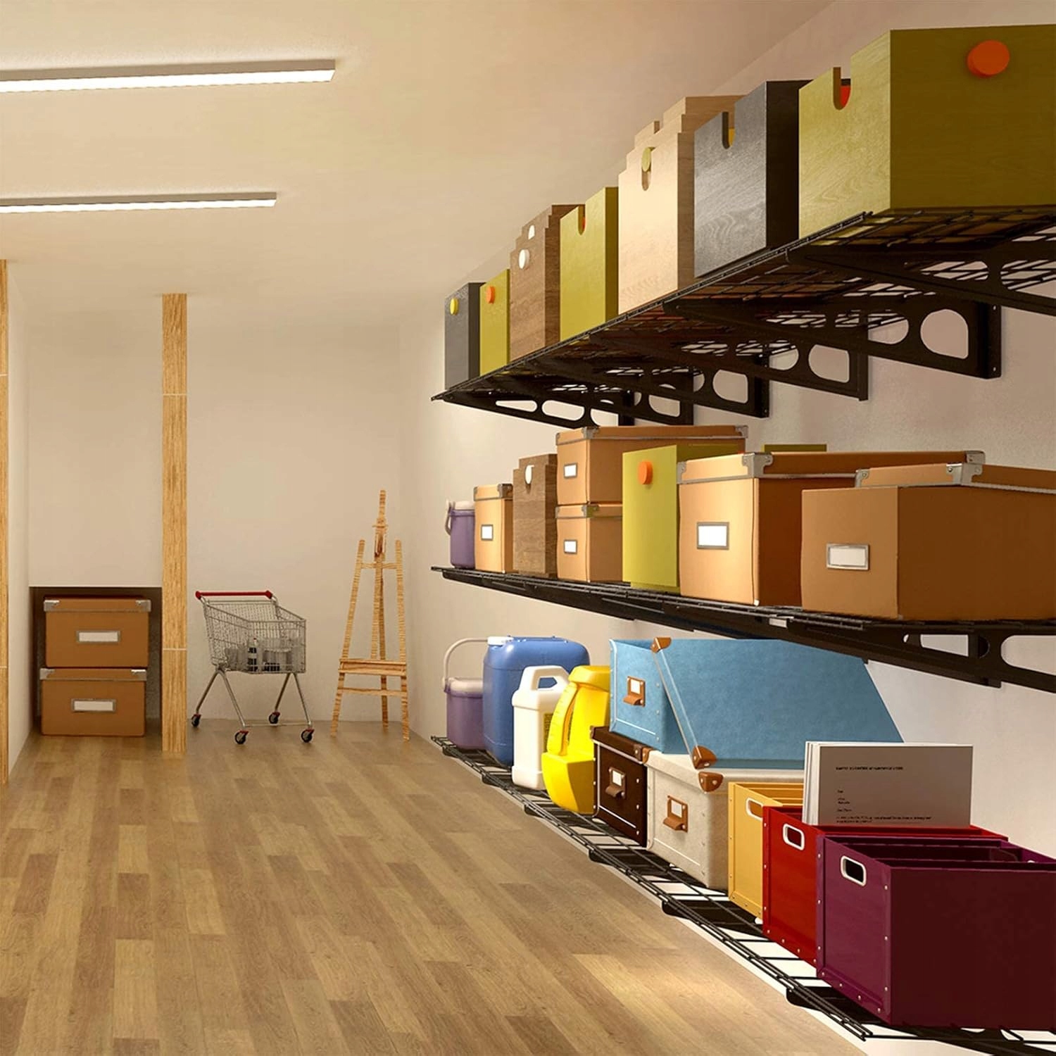 2 szt. Półki Ścienne Wiszące Garażowe Stalowe Wieszaki Organizer 2 x 90 cm - obrazek 5