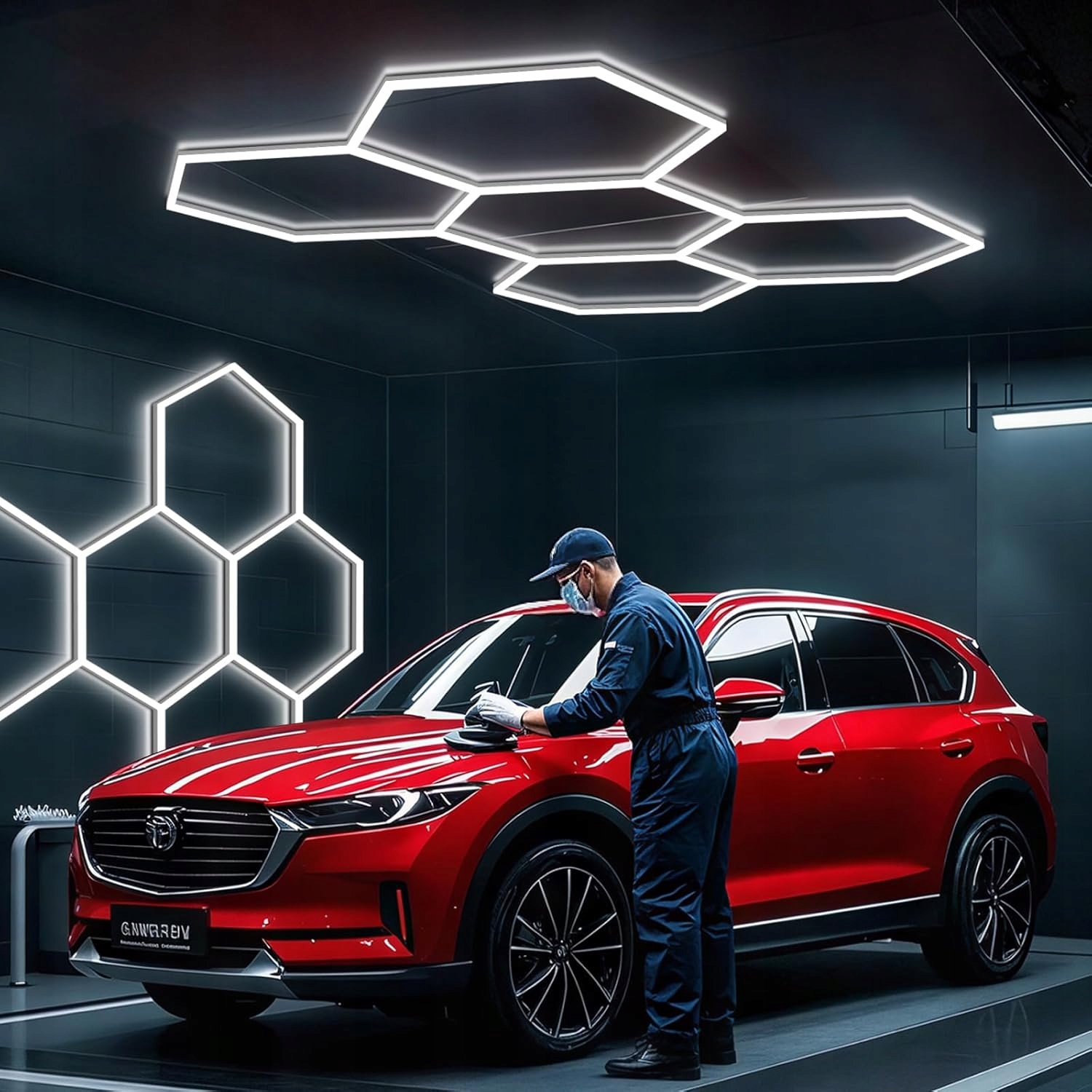 Lampa 5 x Hexagon Led Plaster Miodu Oświetlenie Panel Warsztat Garaż 6500K - obrazek 4