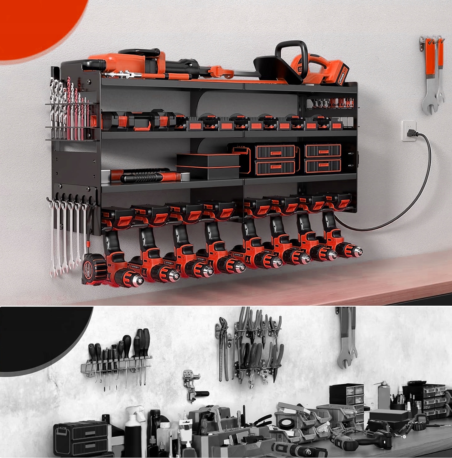 Organizer Półka na Narzędzia Uchwyt Regał Wieszak na Elektronarzędzia - obrazek 5