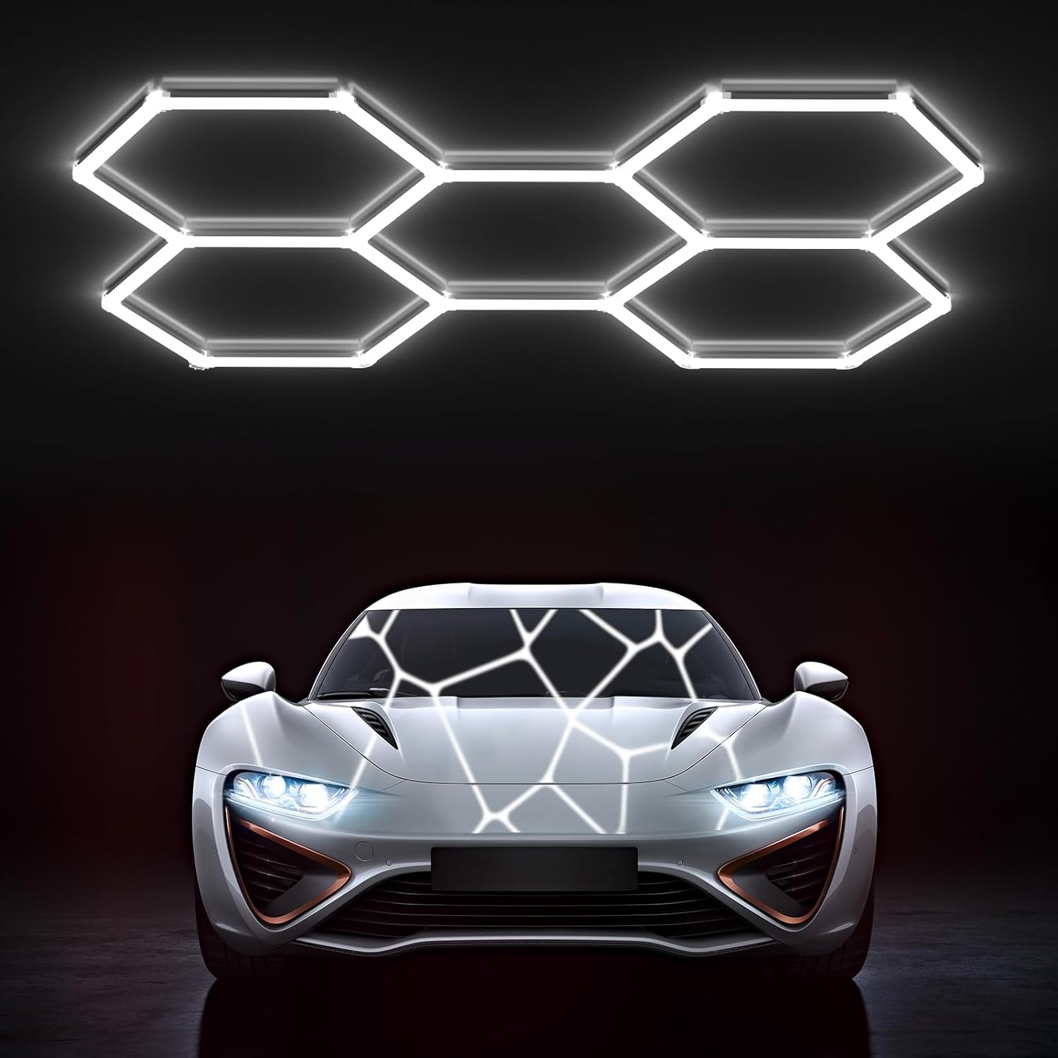 Lampa 5 x Hexagon Led Plaster Miodu Oświetlenie Panel Warsztat Garaż 6500K - obrazek 3