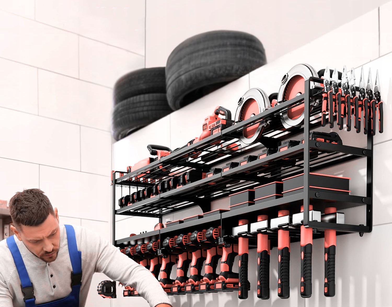 122cm Organizer Półka na Narzędzia Uchwyt Wieszak na Elektronarzędzia Długi - obrazek 4