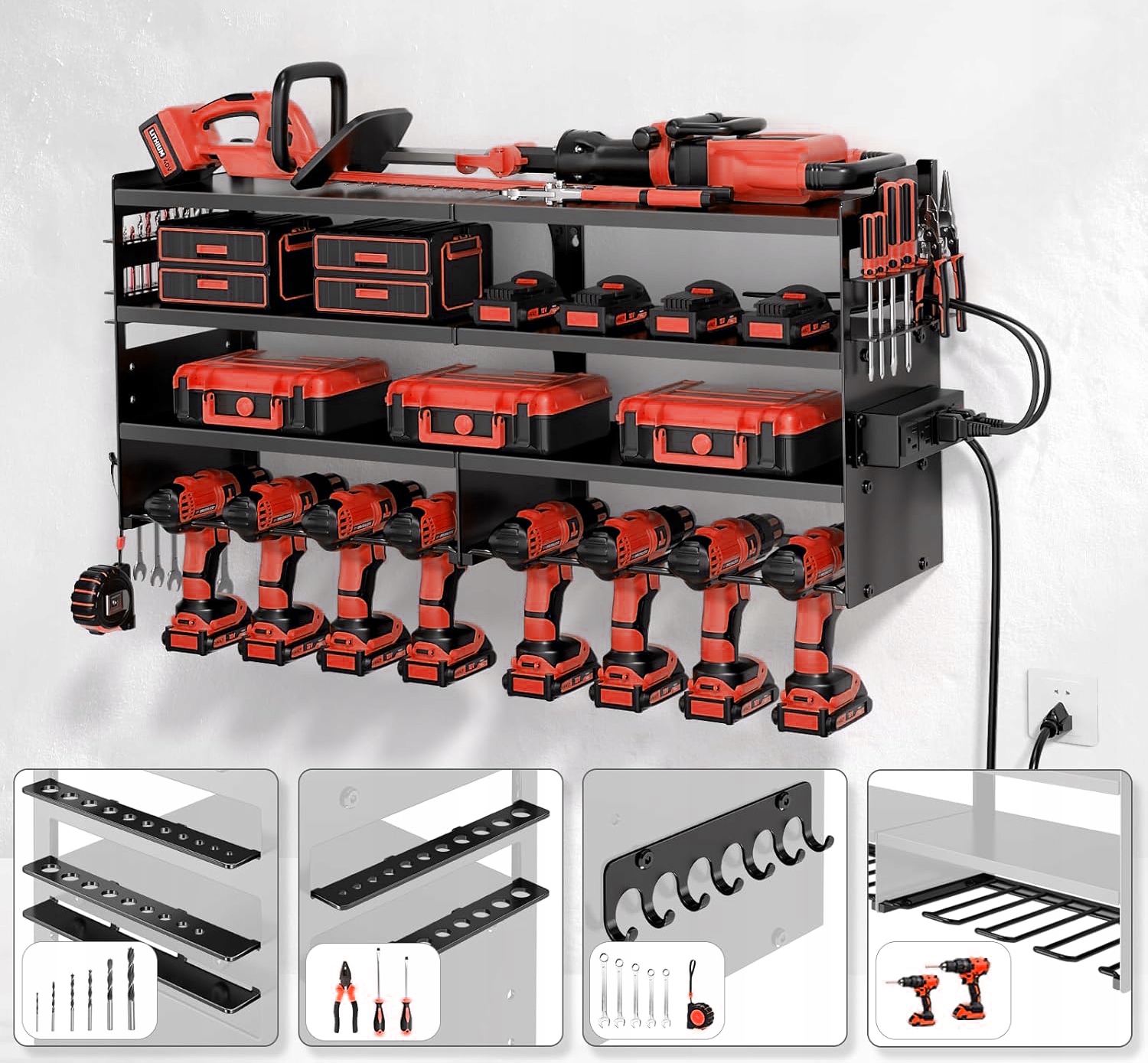 Organizer Półka na Narzędzia Uchwyt Regał Wieszak na Elektronarzędzia - obrazek 3