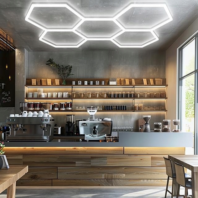 Lampa 5 x Hexagon Led Plaster Miodu Oświetlenie Panel Warsztat Garaż 6500K - obrazek 7